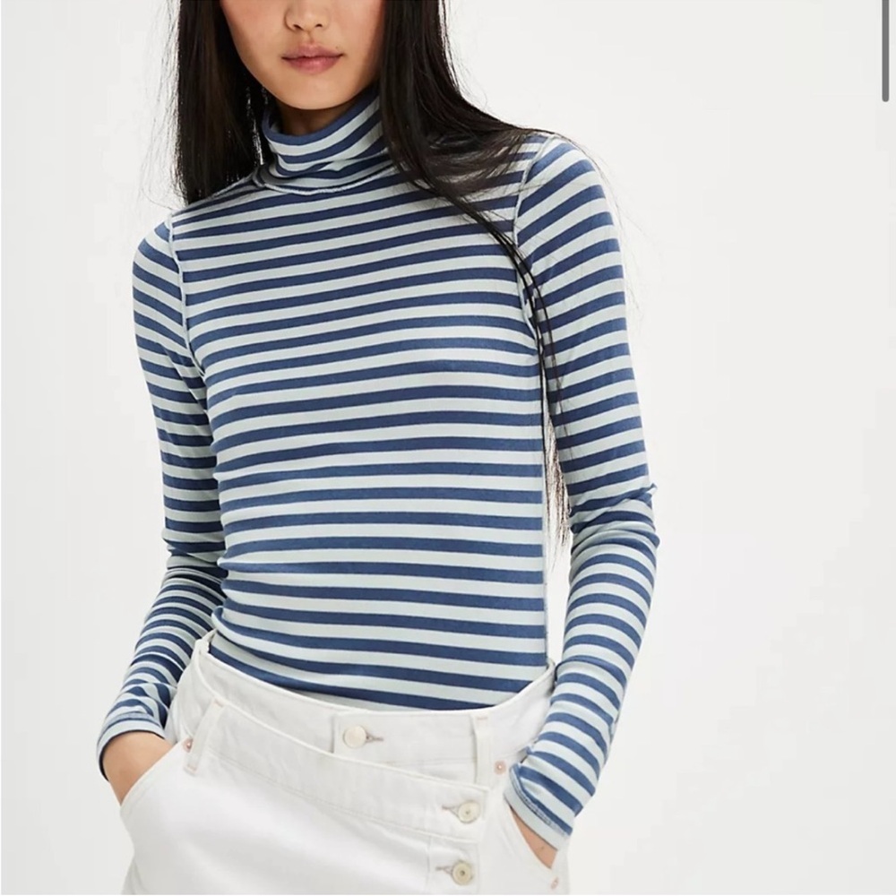Free people we the free good good striped turtleneck long sleeve shirt